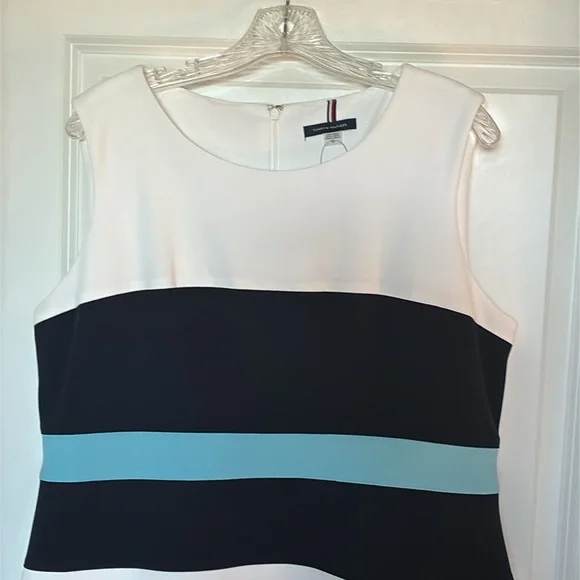 NWT gorgeous Tommy Hilfiger sleeveless striped dress Size 16 hidden zipper - Picture 3 of 10
